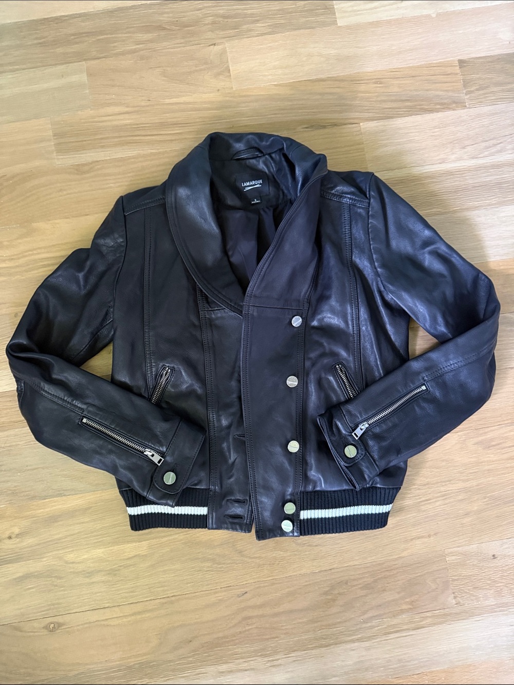 Lamarque Leather Bomber Jacket